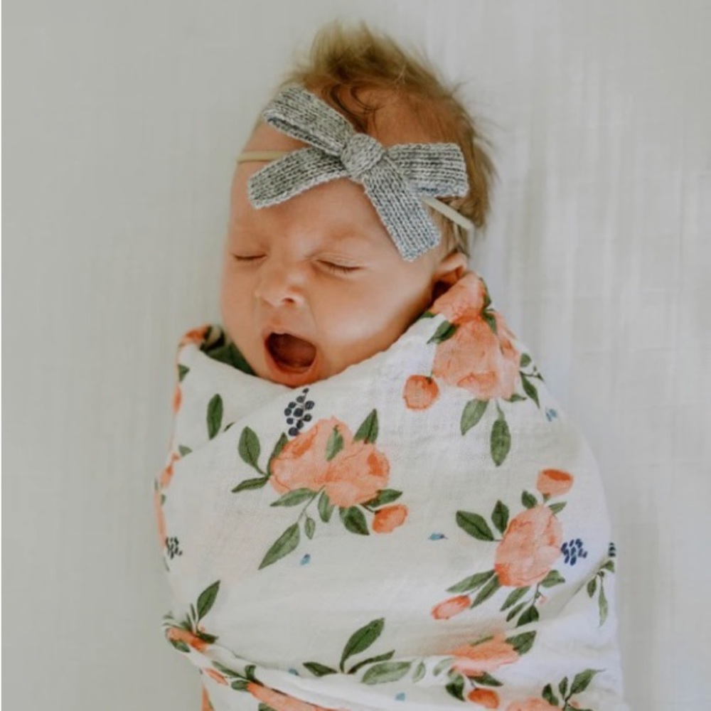 Little Unicorn Cotton Muslin Swaddle Blanket - Watercolor Roses pattern